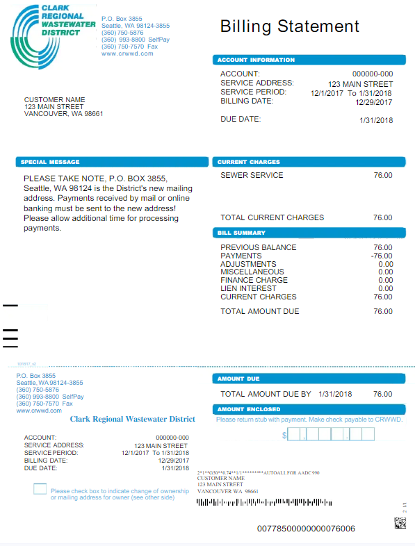 USA CRWWD utility bill Word and PDF template